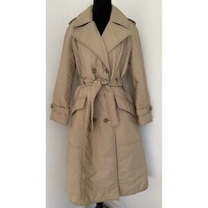Vtg 70s 80s Fleet Street Trench Coat Rain Shine 14 Nylon Beige Old Money Capsule